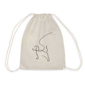 Dog on a Leash Line Art - Minimalist - Drawstring Bag - nature - Front