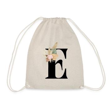 blumiger Buchstabe E - Turnbeutel - Natur - Vorne