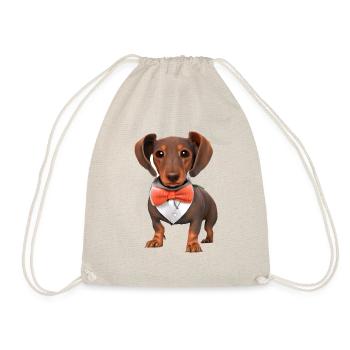 Dachshund mit Anzug Hund Dackelwelpe Hunde - Turnbeutel - Natur - Vorne