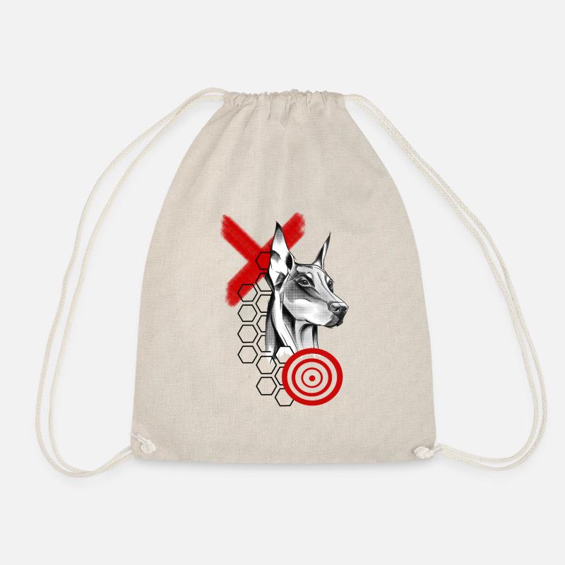 Doberman with Purpose & Hexagon Style - Drawstring Bag - nature
