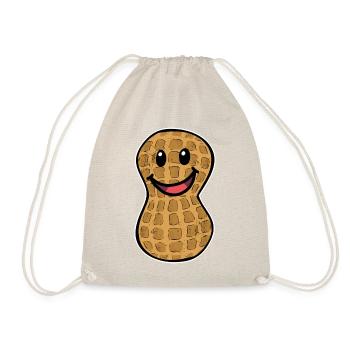 Erdnuss Nuss Erdnüsse Kinder Baby Geschenk happy - Turnbeutel - Natur - Vorne