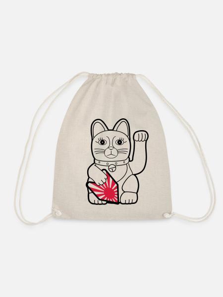 Maneki Neko "Rising Sun Flag" - Dark Contour - Turnbeutel - Natur