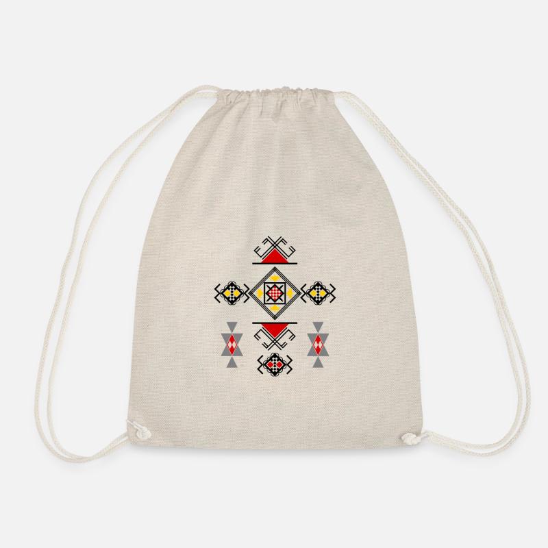 Decorated with Amazigh symbols - Drawstring Bag - nature
