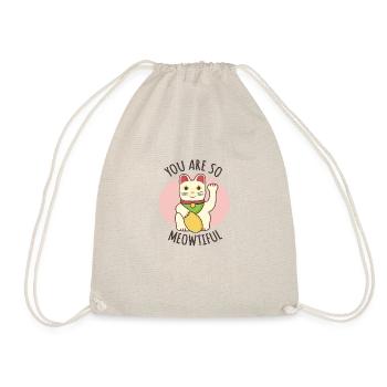 You are so Meowtiful, Maneki Neko Japanese Cat - Drawstring Bag - nature - Front