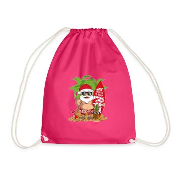 Weihnachtsmann Surfen Surfboard Strand Geschenk - Turnbeutel - Fuchsia - Vorne