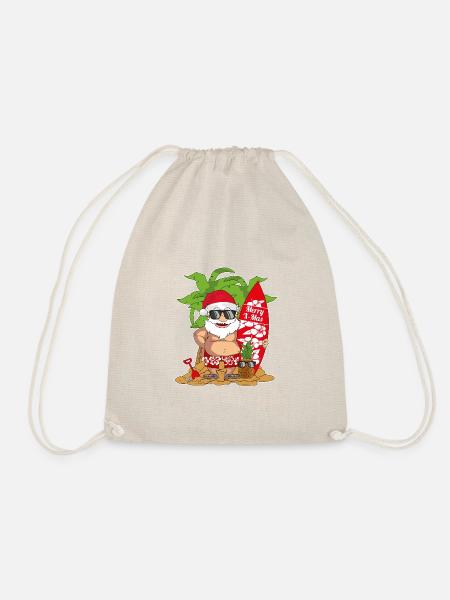 Cadeau de plage Santa Surf Surf - Sac de sport léger - nature