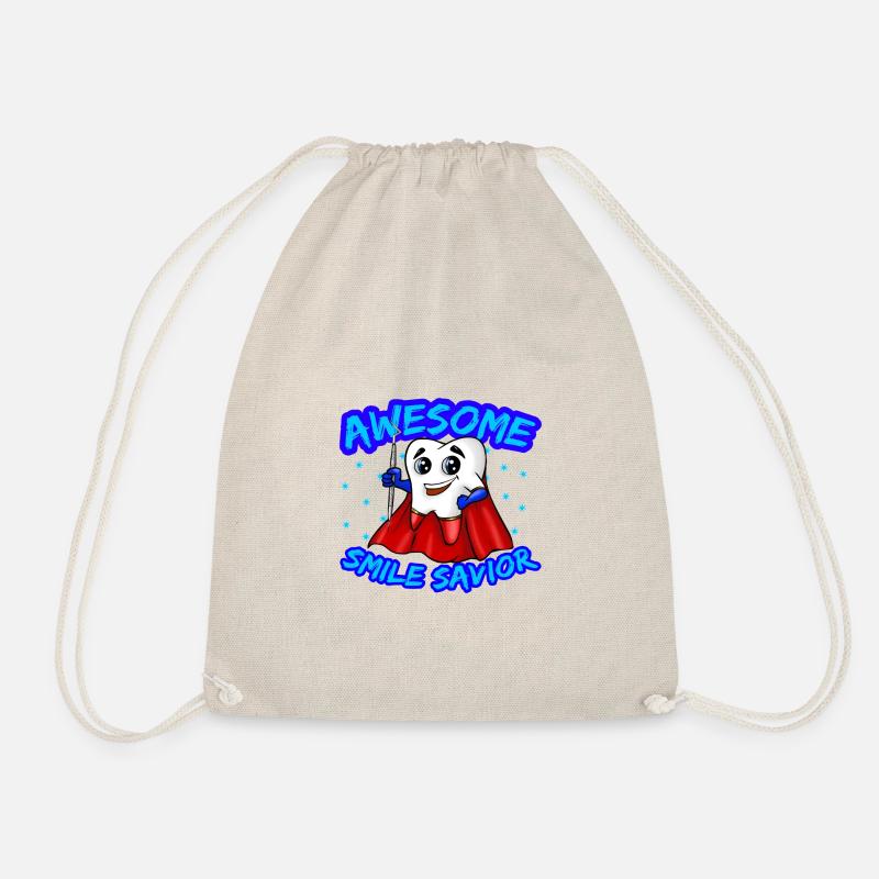 Superheld Zahn Zahnarzt Helferin Smile Geschenk - Turnbeutel - Natur