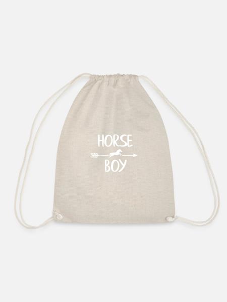 Pferd Kind Junge Pferdeboy Reiter Geschenk - Turnbeutel - Natur