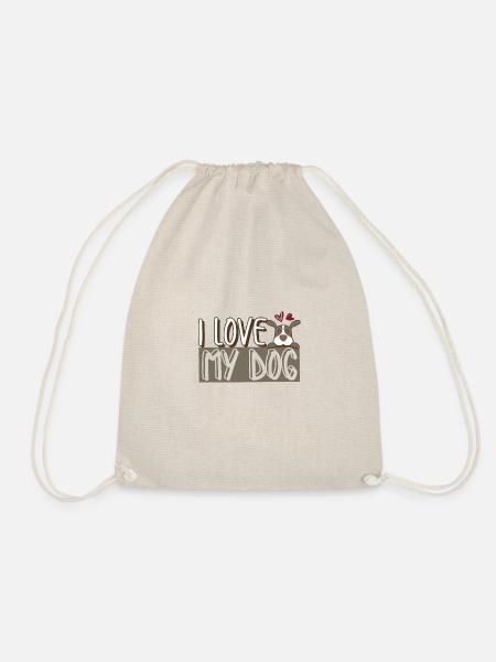 I love dog love dog - Drawstring Bag - nature