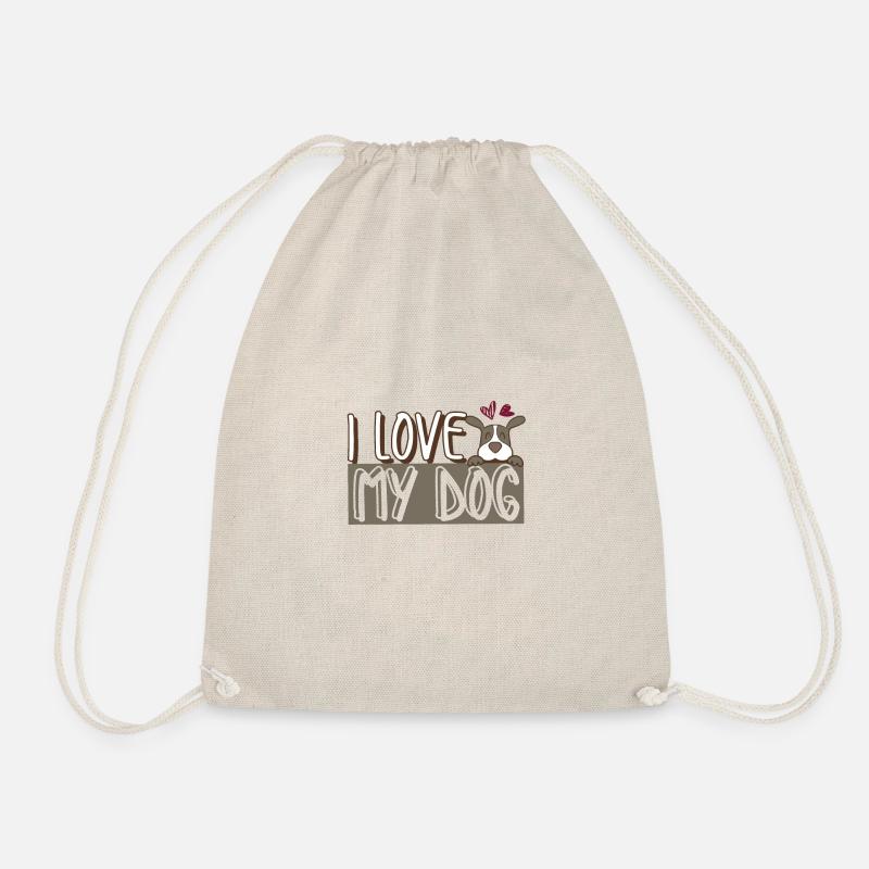 I love dog love dog - Drawstring Bag - nature