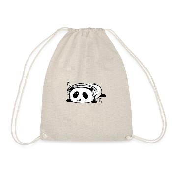Panda Musik Pandabär Kopfhörer Niedlich Geschenk - Turnbeutel - Natur - Vorne
