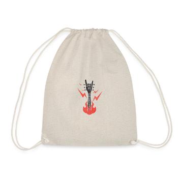 Rock and Roll Guitar Bassist Music Retro Vintage - Drawstring Bag - nature - Front