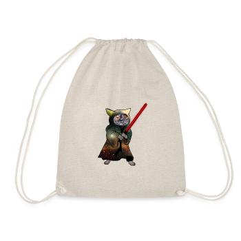 Cat Warrior | Lustiges Katzenshirt - Turnbeutel - Natur - Vorne