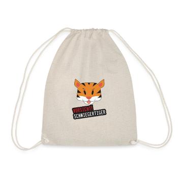 Vorsicht Schwiegertiger - Schwiegermutter Shirt - Turnbeutel - Natur - Vorne