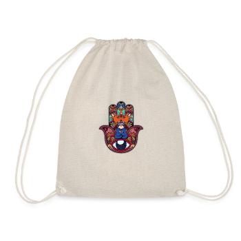 Hamsa Hand Sloth Spiritual Yoga print Gift - Drawstring Bag - nature - Front