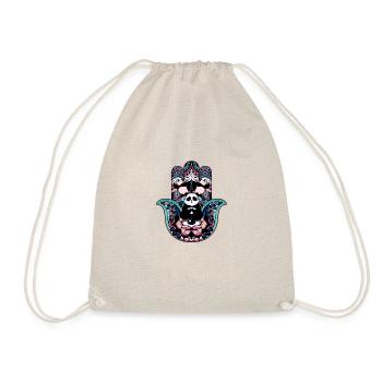 Hamsa Hand Panda Spiritual Yoga design Gift - Drawstring Bag - nature - Front