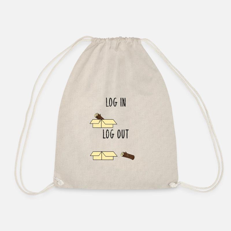 Computer Science Joke Log In Log Out Nerd Office Gift - Drawstring Bag - nature