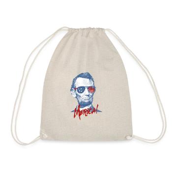 Abraham Lincoln Merica design - NYE of 4th July - Drawstring Bag - nature - Front