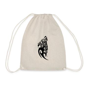 wolf norse viking warrior odin thor barbar black - Drawstring Bag - nature - Front