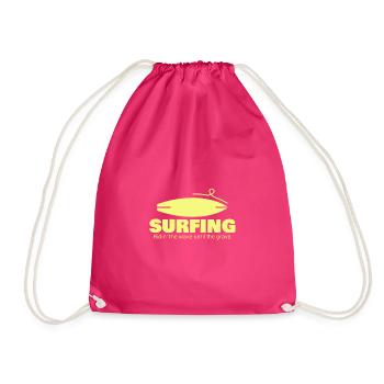 Surfing, gift, gift idea - Drawstring Bag - fuchsia - Front