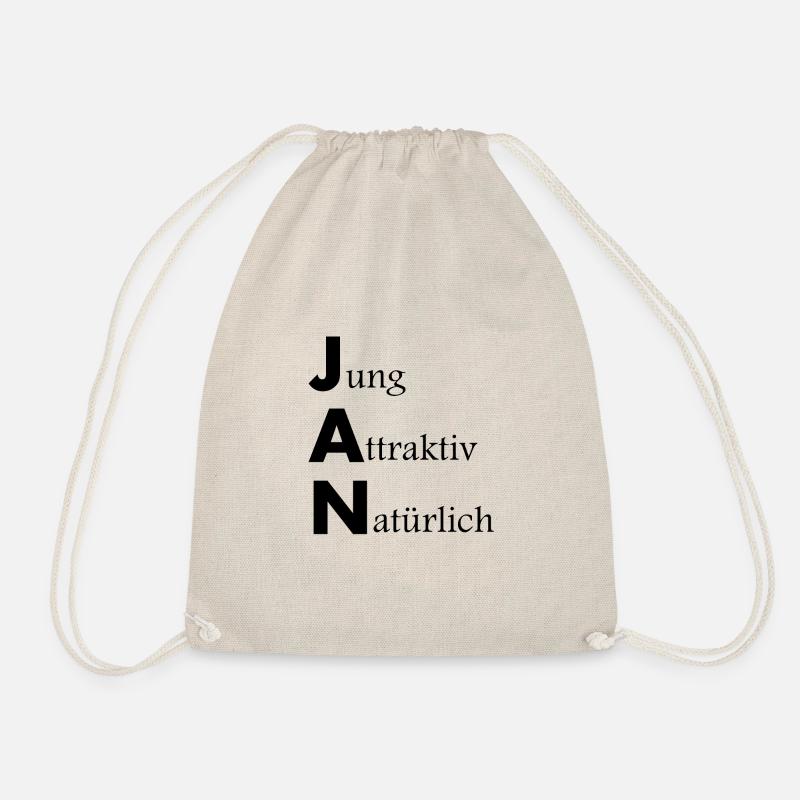 Namensbeschreibung Jan, Geschenkidee, Spruch - Turnbeutel - Natur