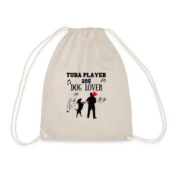 Tuba Player and Dog Lover Gift - Drawstring Bag - nature - Front