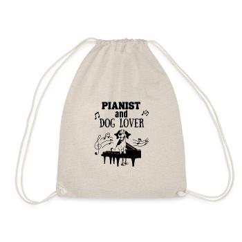 Pianist and Dog Lover Gift - Drawstring Bag - nature - Front