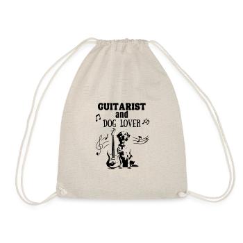 Guitarist and Dog Lover Gift - Drawstring Bag - nature - Front