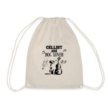 Cellist and Dog Lover Gift - Drawstring Bag - nature - Front