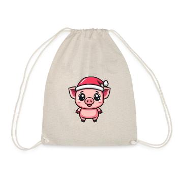 Pig Christmas Christmas - Drawstring Bag - nature - Front