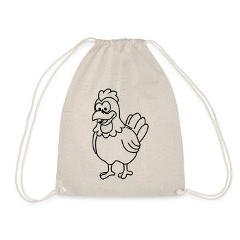 Huhn Comic Tier - Turnbeutel - Natur - Vorne