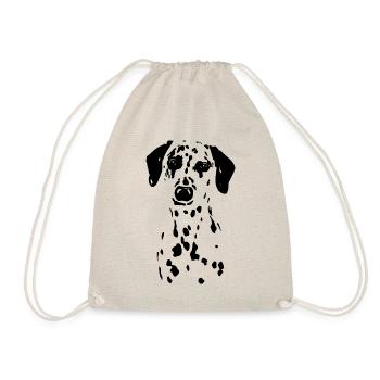 Dalmatian dog puppy dotted black white - Drawstring Bag - nature - Front