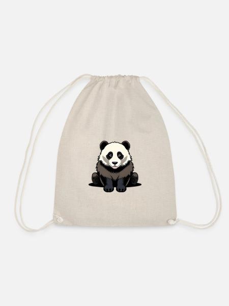 Niedlicher Panda sitzt - Turnbeutel - Natur