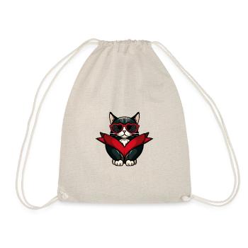 Katze mit Herzbrille - Turnbeutel - Natur - Vorne