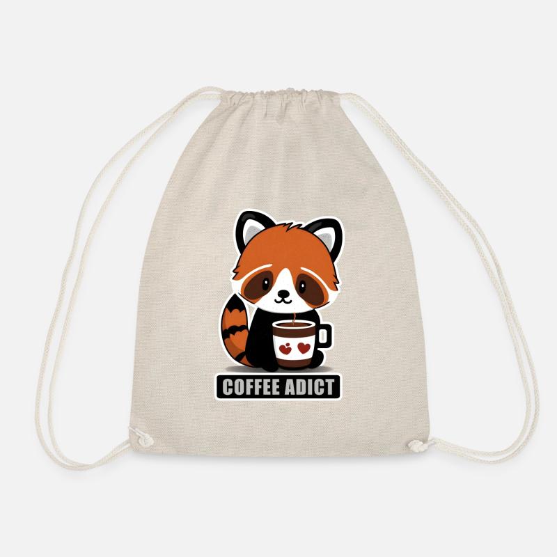 Cute Red Panda Coffee Addict - Turnbeutel - Natur