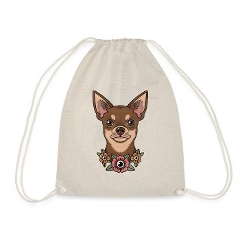 Portrait mignon de Chihuahua avec des fleurs - Sac de sport léger - nature - Devant