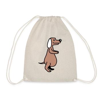 Dog Big Belly Overweight Funny Cartoon Comic - Drawstring Bag - nature - Front