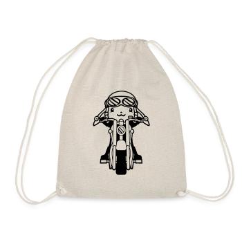 Hase Motorrad Fahren Biker Fahrer Roller Mofa Cool - Turnbeutel - Natur - Vorne