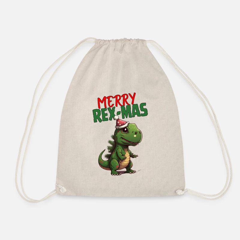 Merry Rex-Mas - Drawstring Bag - nature