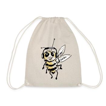 Cool Bee DJ - music bug - Drawstring Bag - nature - Front