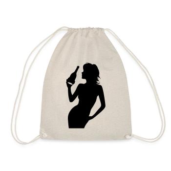 Party Woman Silhouette Celebrate Bottle - Drawstring Bag - nature - Front