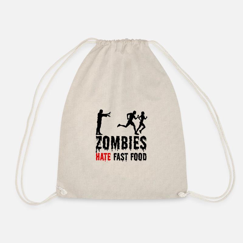 Zombies Hate Fast Food Lustiger Spruch - Turnbeutel - Natur