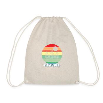 Cambodia Temple Khmer Vintage Palm Trees I Gift - Drawstring Bag - nature - Front