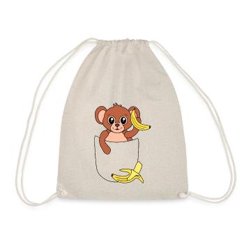 Affe in Brusttasche – lustiges Tierdesign - Turnbeutel - Natur - Vorne