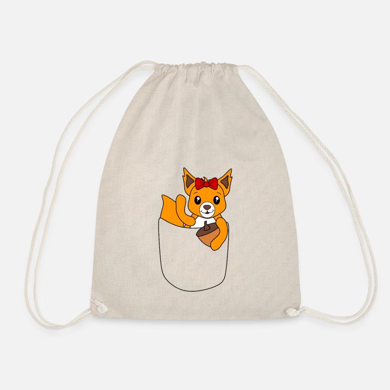 fröhliches Eichhörnchen winkt aus Brusttasche - Turnbeutel - Natur