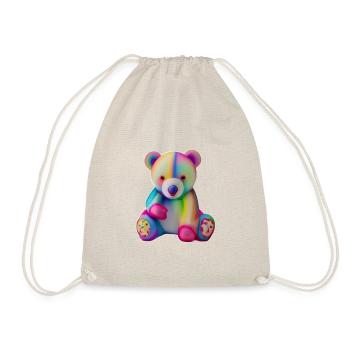 Mehrfarbiger Teddybär - Turnbeutel - Natur - Vorne
