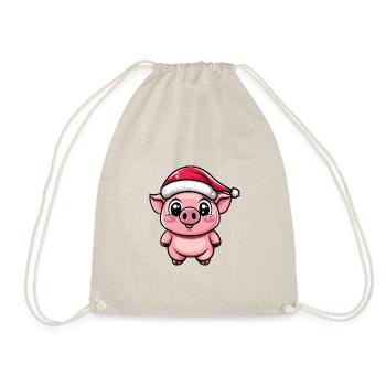 Pig Christmas Cute - Drawstring Bag - nature - Front