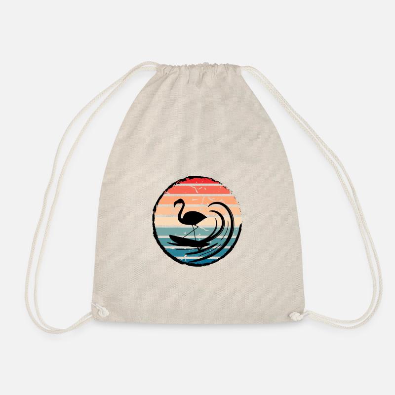Surfender Flamingo - Turnbeutel - Natur