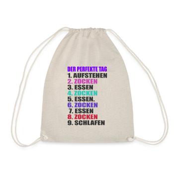 Der perfekte Tag zocken Gamer Geschenk - Turnbeutel - Natur - Vorne