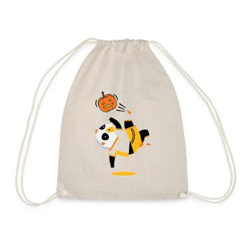 Lustiger Halloween Fussball Panda Geschenkidee - Turnbeutel - Natur - Vorne